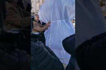 Football legend Pat Jennings unveiling his statue in his hometown of Newry in front of a massive crowd.