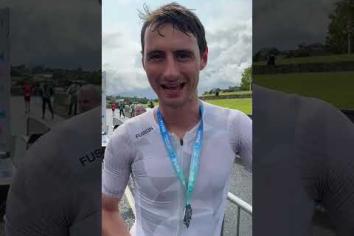 Matthew Kinkaid is first home in Camlough’s Crooked Lake Triathlon 2025.
