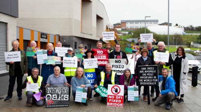 Protestors determined not have a fixed bridge over troubled water