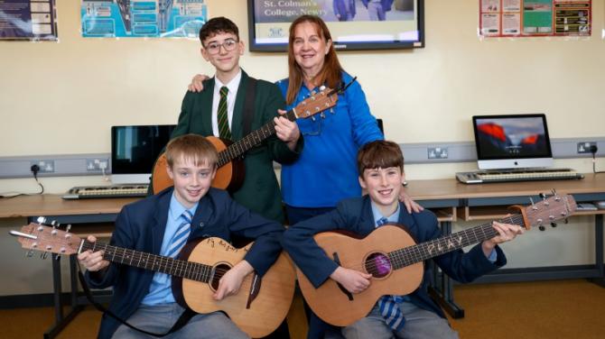 Saint Colman's students edifying meeting with music legend
